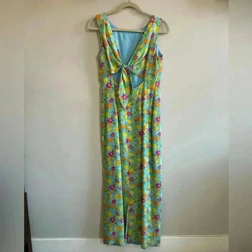 Maggy London 100% Silk Floral Maxi Dress - Picture 4 of 9